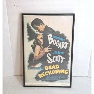 Dead Reckoning Poster Humphrey Bogart Lizabeth Scott Framed Vtg Reprint 17"x11"
